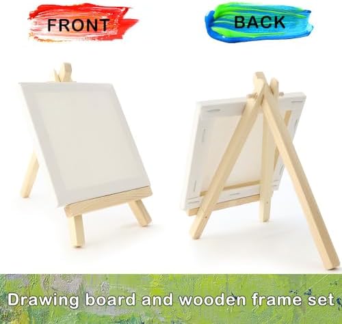 4 Piece Mini Canvas with Easel Set for Art