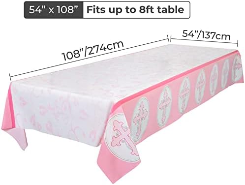 Pink Baptism Tablecloth Set of 2 for Girls