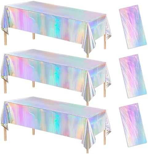 Iridescent Party Tablecloth 3 Pack Pink Mermaid Theme