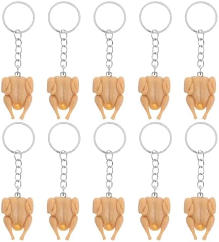 LOGOFUN 10PCS Mini Realistic Roast Chicken Keychain