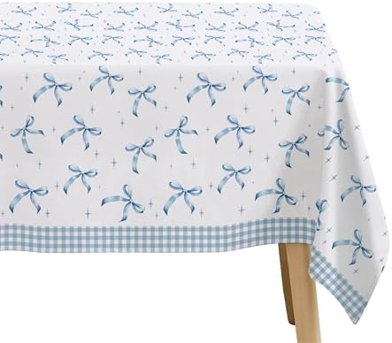 Blue Bow Party Tablecloth 3pcs for Birthday Baby Shower