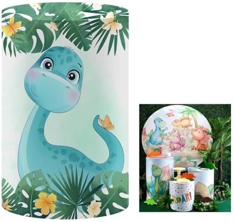 KONPON Blue Dinosaur Cylinder Table Cover for Birthday Decorations