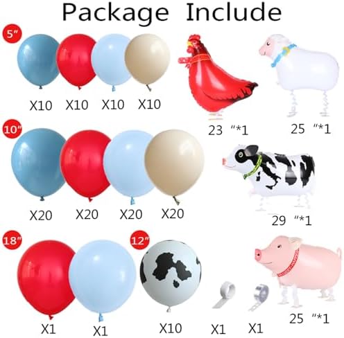 Farm Animals Party Decorations 138Pcs Balloon Kit