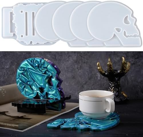 Halloween Skull Silicone Mold Set 4pcs with Holder