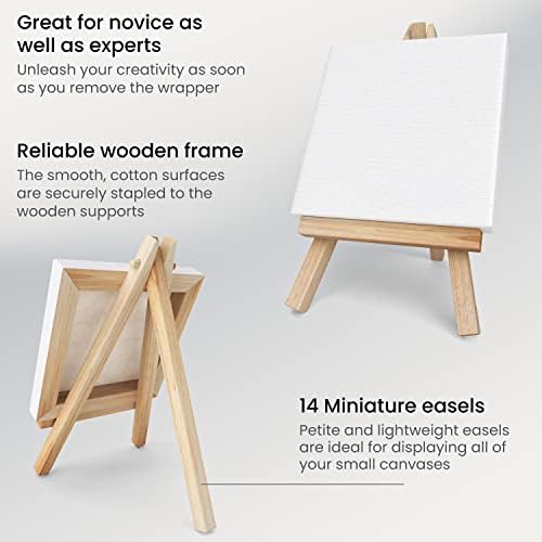 ARTEZA 4x4 Inch Stretched Canvas Set of 14