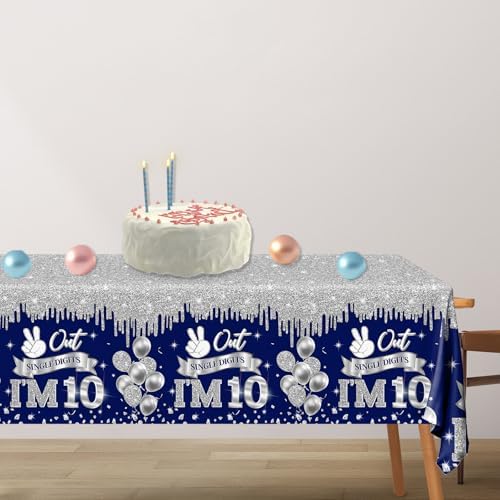 10th Birthday Decorations for Boys 3pcs Blue Silver Tablecloths