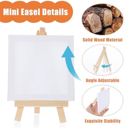 30 Pack Mini Canvases with Easel Sets for Art