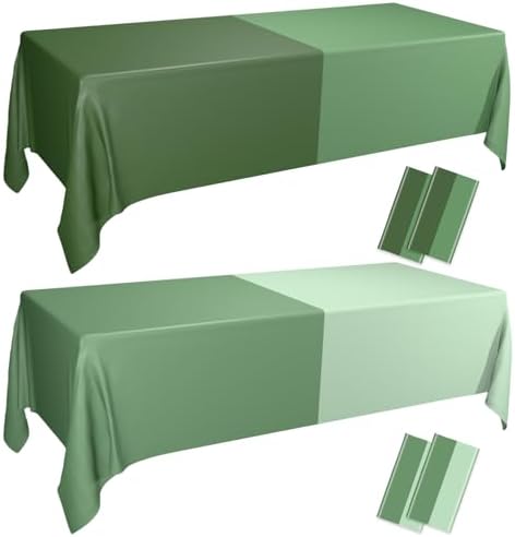 4Pcs Sage Green Tablecloths Rectangle Set for Parties