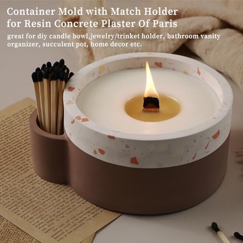 Wehous Large Silicone Candle Holder Mold with Match Holder