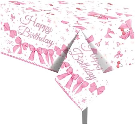 CC HOME Pink Bow Party Tablecloth 54x87 Inch