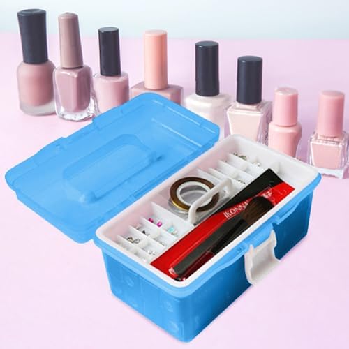 Plastic Storage Box with Removable Tray and Handle