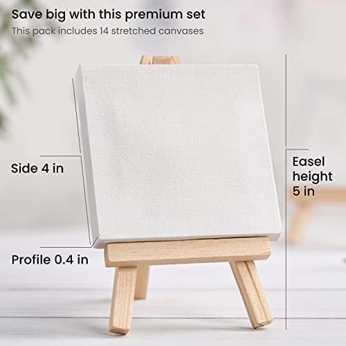 ARTEZA 4x4 Inch Stretched Canvas Set of 14