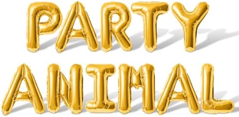 Letter Balloons - Party Animal 16 Inch Foil Mylar Balloons Gold