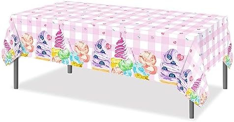Ice Cream Cake Party Tablecloth 54x87 Inch for Buffet and Picnic
