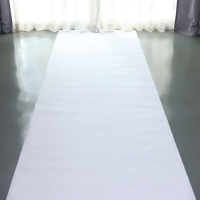 Balsa Circle 50 Feet White Glittered Aisle Runner