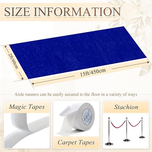 Velvet Blue Aisle Runner for Wedding 2FTx15FT Carpet Decor