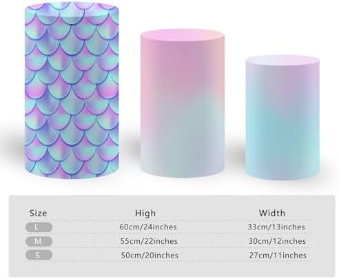 KONPON Set of 3 Little Mermaid Cylinder Pedestal Covers