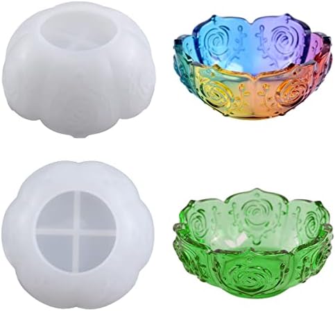 Resin Bowl Mold with Rose and Lotus Design