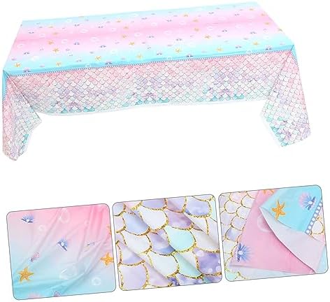 IMIKEYA Mermaid Themed Party Tablecloth for Birthday Celebrations