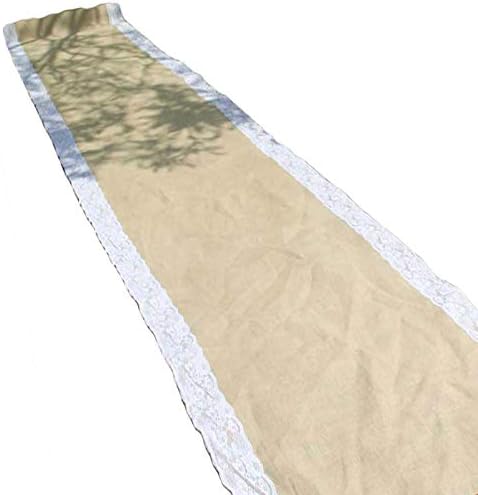 AAYU Premium Burlap Wedding Aisle Runner 48x50ft White Ivory
