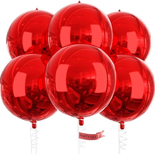 PartyWoo Red Balloons 6 Pack for Birthday and Bridal Shower