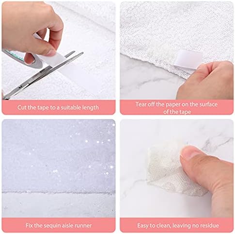 Irenare Glitter Sequin Aisle Runner 4x15 Feet White