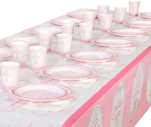 Pink Baptism Tablecloth Set of 2 for Girls