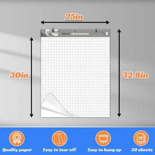 Nortix Sticky Easel Pad with Dry Erase Surface 25x30 Inches