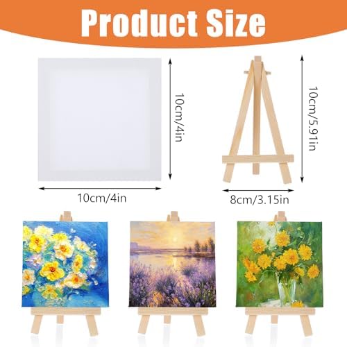 30 Pack Mini Canvases with Easel Sets for Art