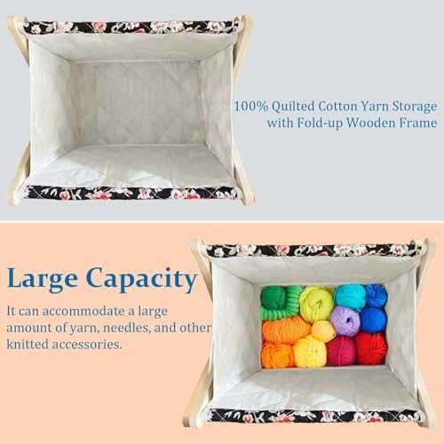 Gkesgm Yarn Crochet Knitting Organizer with 3 Side Pockets