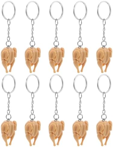 LOGOFUN 10PCS Mini Realistic Roast Chicken Keychain