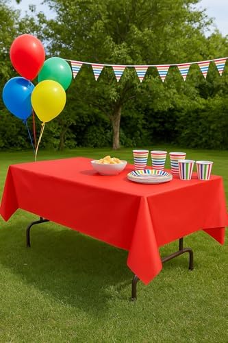Oojami Disposable Plastic Table Covers 4 Pack 54x108 Red