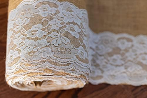 AAYU Burlap Aisle Runner 40 x 30ft with Ivory Lace