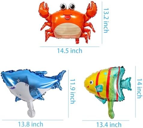 Ocean Animal Foil Balloons Set for 3rd Birthday Party