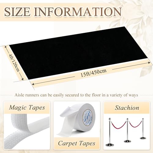 Black Velvet Aisle Runner 4FTx15FT Wedding Carpet for Reception