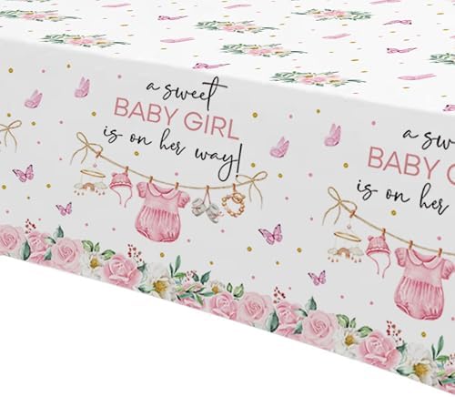 Pink Baby Girl Shower Tablecloth Set 3 Pack 55x86in
