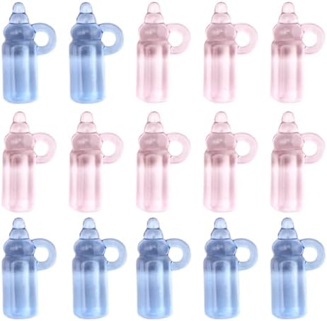 48pcs Acrylic Milk Bottle Charms Pink Blue DIY Photo Props