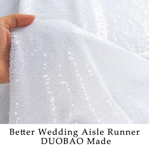 DUOBAO White Aisle Runner Wedding 4ftx15ft Carpet Sparkling Decor