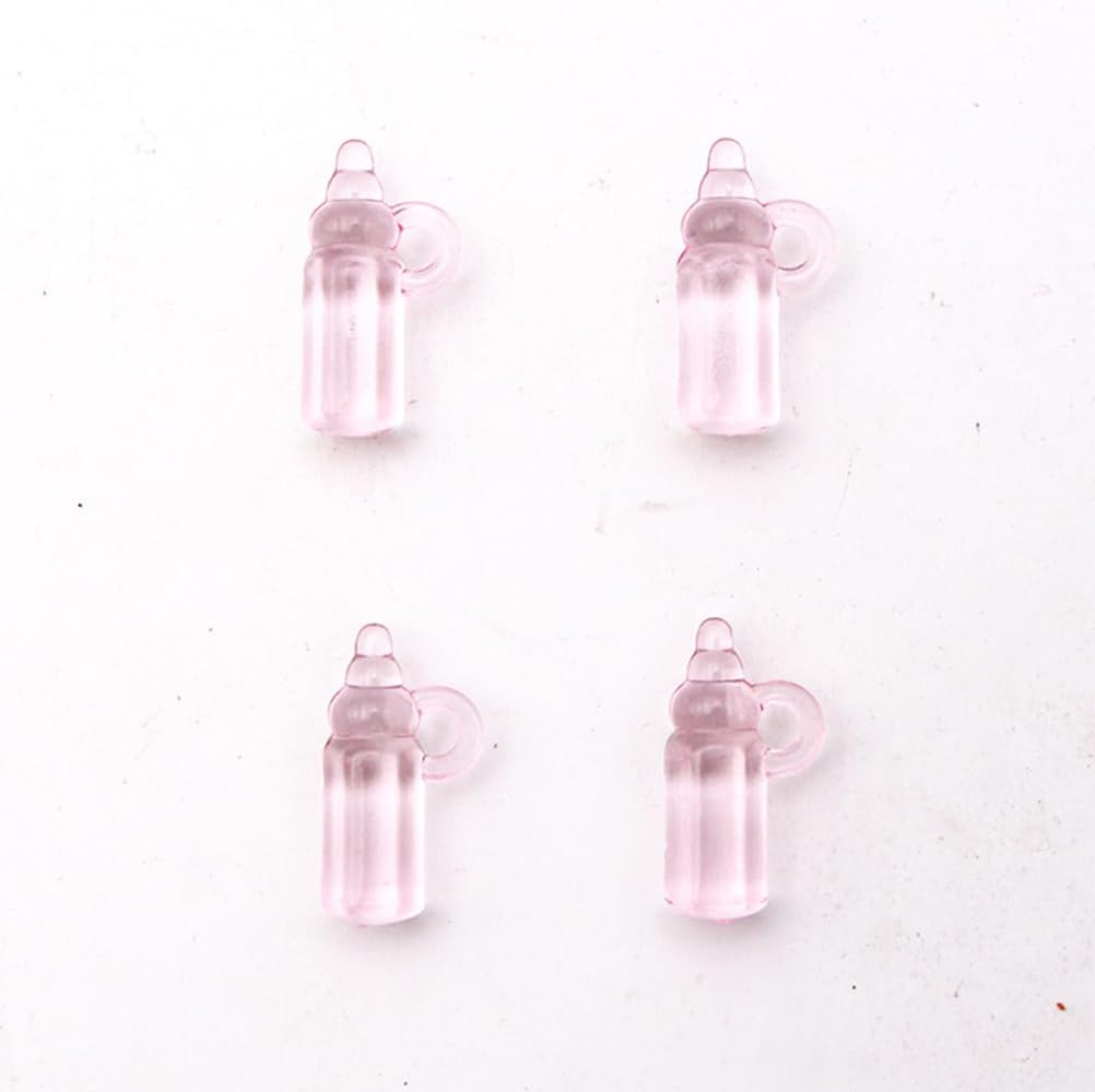 48pcs Acrylic Milk Bottle Charms Pink Blue DIY Photo Props