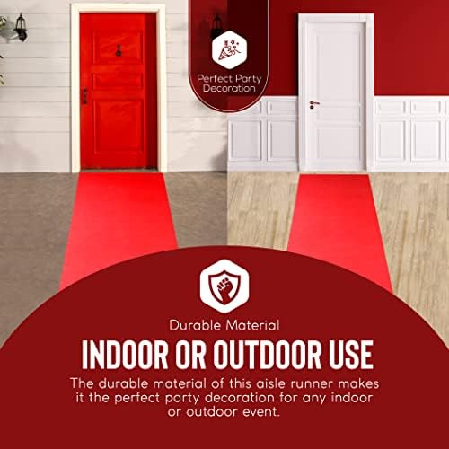 Red Carpet Runner for Party - Thick Durable Felt Non-Slip Grip Dots