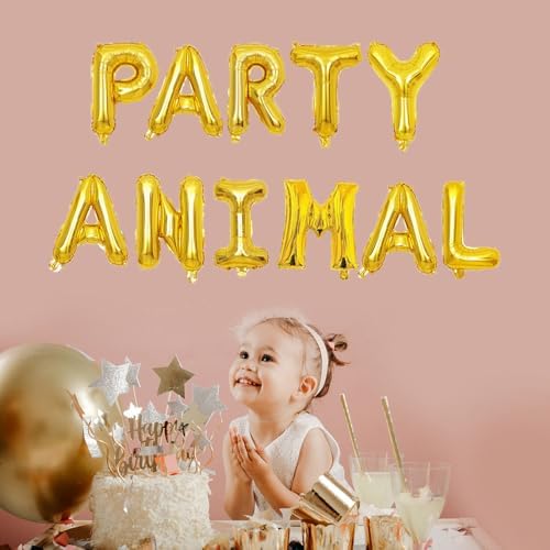 KUNGOON Gold Foil Letter Balloons for Party Animal Birthday