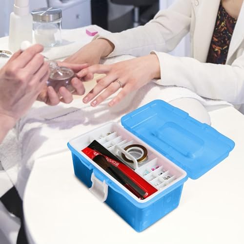 Plastic Storage Box with Removable Tray and Handle