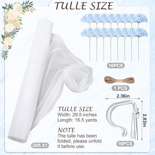 Riceshoot 34 Pcs Wedding Aisle Decor Tulle Clips