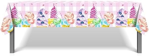 Ice Cream Cake Party Tablecloth 54x87 Inch for Buffet and Picnic