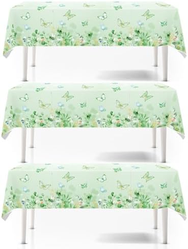 CHANGZHONG Green Butterfly Tablecloths 3 pcs 54x108 inch