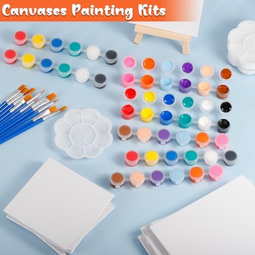 24 Pack Mini Canvas Boards and Easel Paint Set