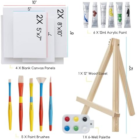 MEEDEN Acrylic Painting Set with 17 Brushes and Canvas Panels