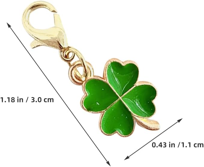 LOGOFUN 100pcs Four Leaf Clover Keychain Lucky Charm