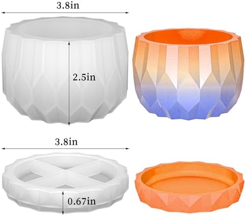 Wehous Silicone Planter Mold Set Diamond Shape