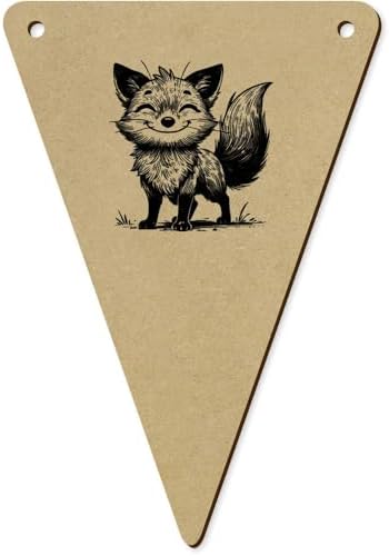 5 x 140mm Happy Baby Fox Wooden Bunting Flags